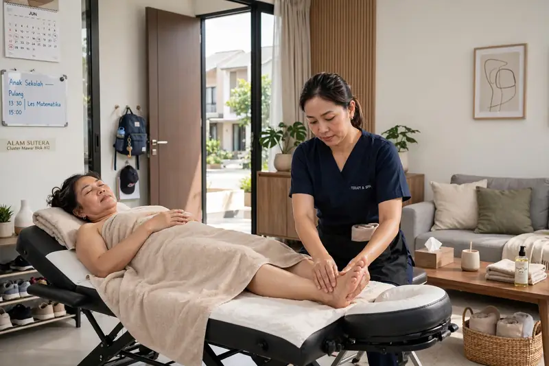 Full body massage santai untuk ibu rumah tangga di Alam Sutera saat anak sekolah