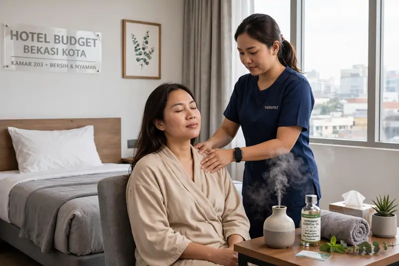 Aromatherapy massage di hotel budget Bekasi Kota, oil peppermint bantu melegakan napas