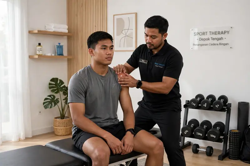 Penanganan cedera ringan angkat beban dengan sport massage di Depok Tengah