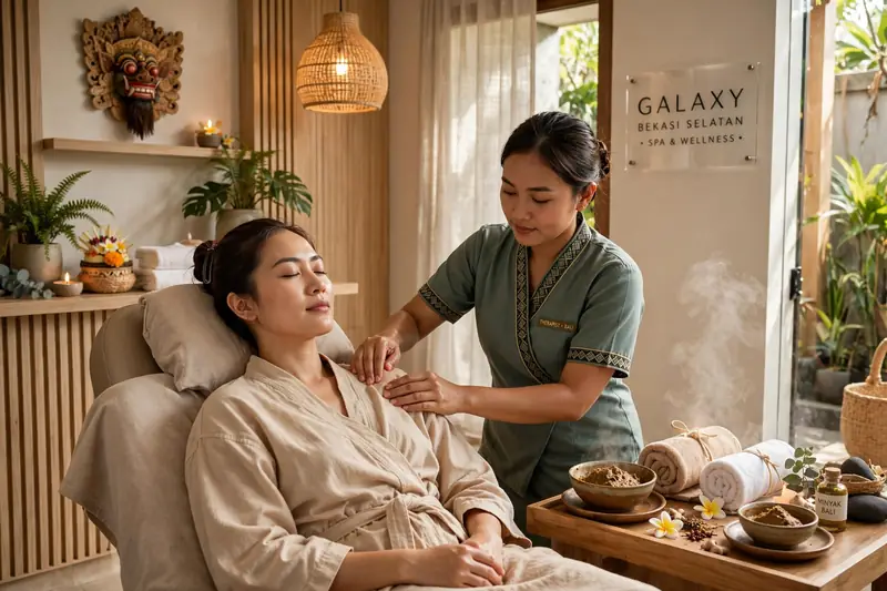 Ritual Balinese massage dengan boreh dan handuk hangat di Galaxy Bekasi Selatan