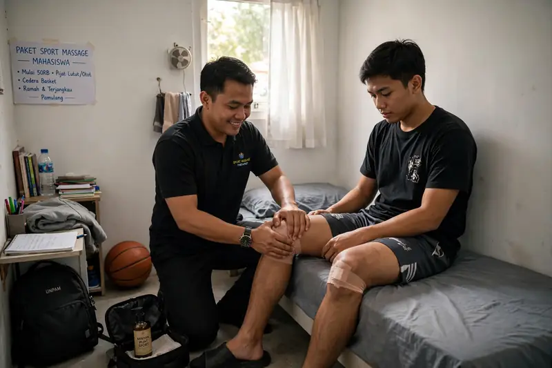Paket sport massage terjangkau untuk mahasiswa kos di Pamulang yang cedera basket