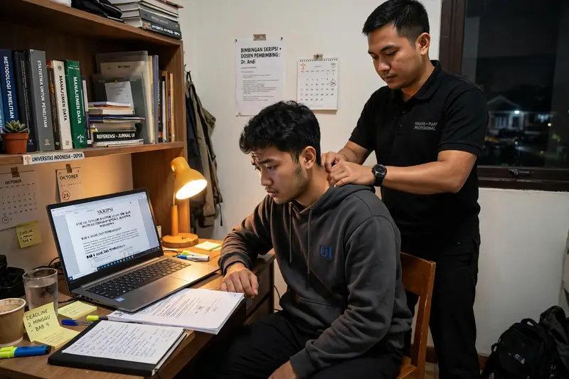 Mahasiswa UI yang stres skripsi pesan pijat malam di kos sekitar UI Depok